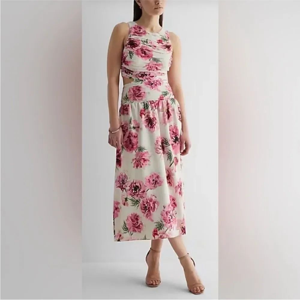 Express Floral cut out Sleeveless Dress, US8